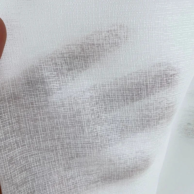 Gardine Voile mit Streifen Silber Weiß – mit Kräuselband (1 Stück)