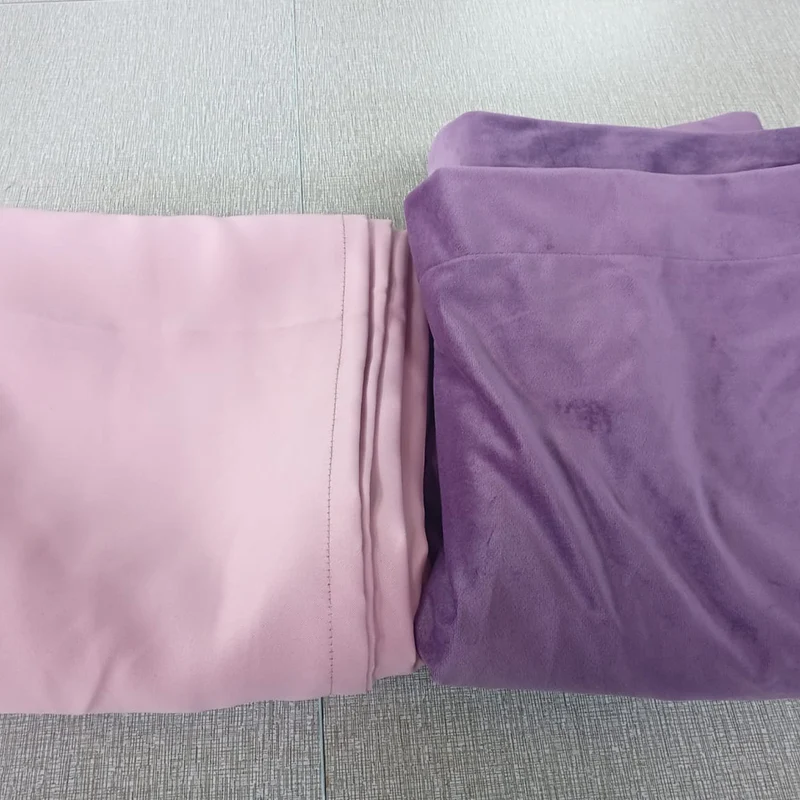 Duo-Samtvorhang – 80 % Lichtschutz,Rosa-Lila – mit Kräuselband