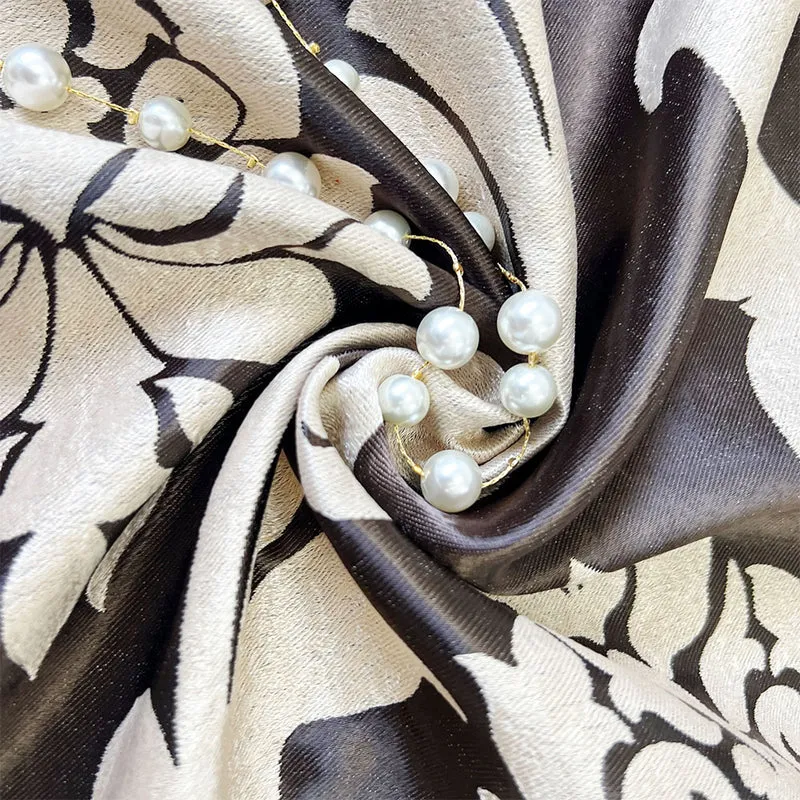 Taft-Satin-Vorhang Creme-Braun 70 % Verdunkelung – mit Kräuselband (1 Stück)