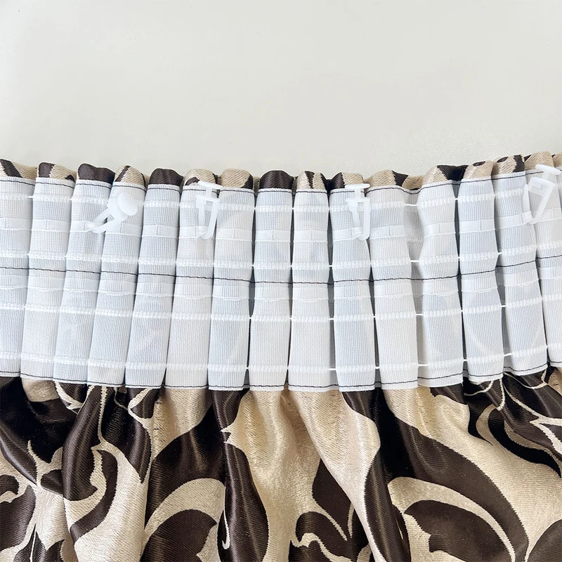 Taft-Satin-Vorhang Creme-Braun 70 % Verdunkelung – mit Kräuselband (1 Stück)