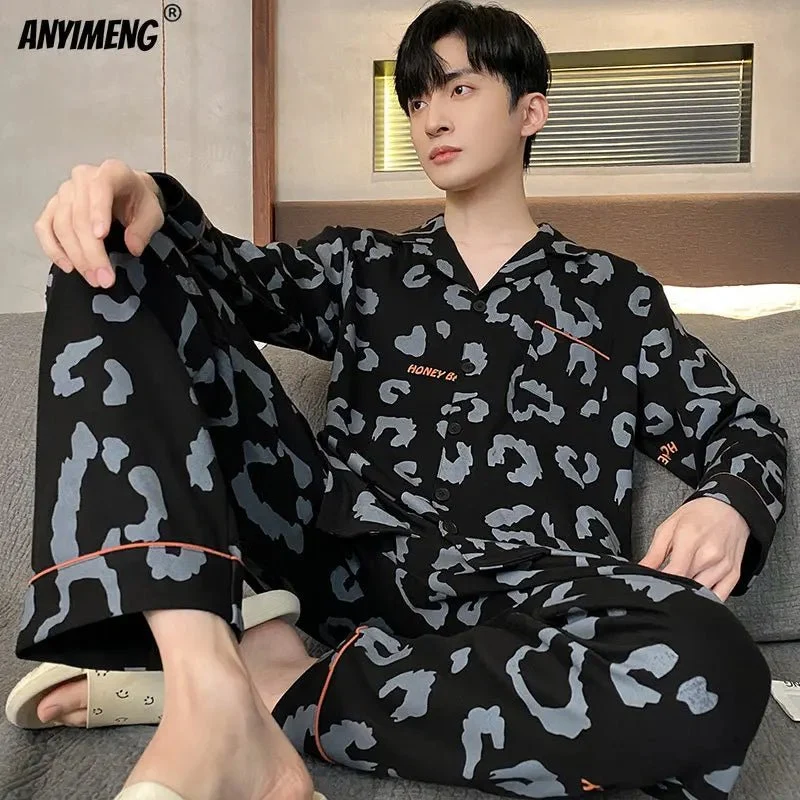 Herrenpyjama in großen Größen aus weichem Baumwollmischgewebe (L-4XL)