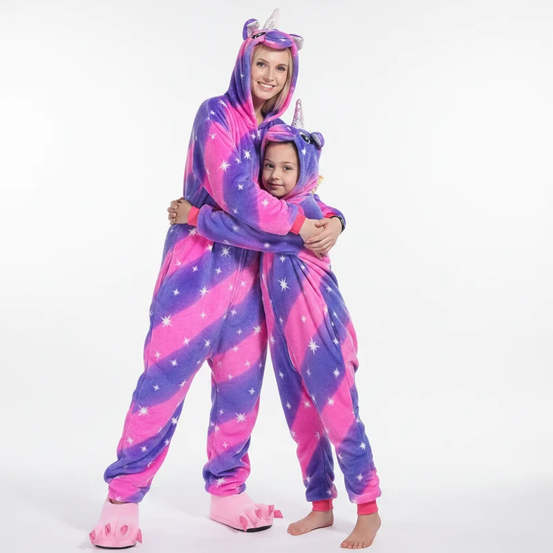Unisex-Winter-Tier-Einteiler – Lustige, flauschige Schlafanzüge für Kinder und Erwachsene