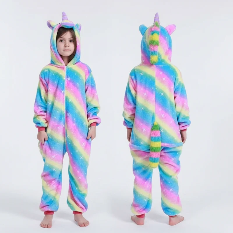 Unisex-Winter-Tier-Einteiler – Lustige, flauschige Schlafanzüge für Kinder und Erwachsene