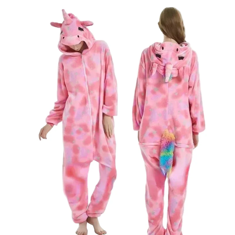 Unisex-Winter-Tier-Einteiler – Lustige, flauschige Schlafanzüge für Kinder und Erwachsene