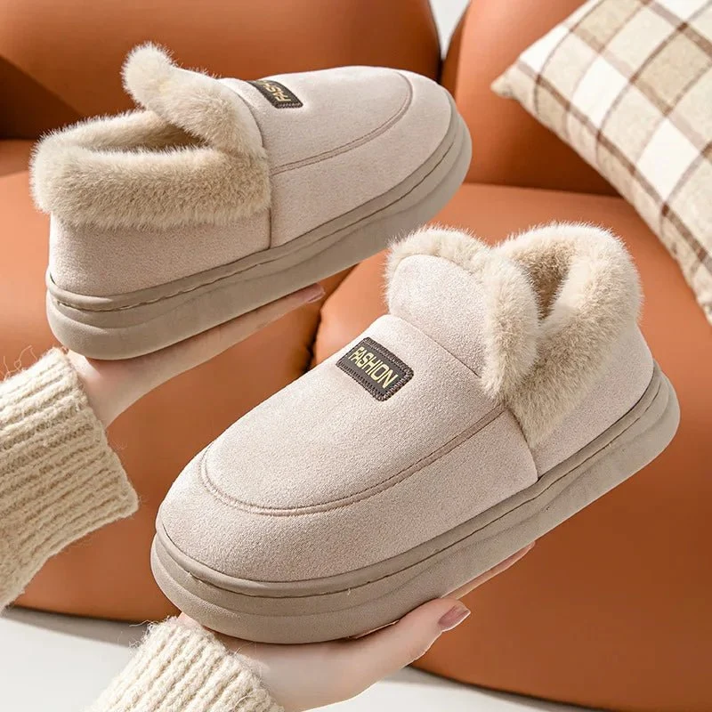 Evshine Warme, flauschige Hausschuhe für Damen und Herren – Gemütliche, mit Plüsch gefütterte, rutschfeste Baumwollpantoffeln für den Winter im Freien