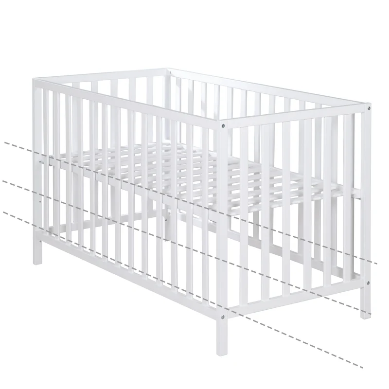 Kinderbett "Cosi" – 60 x 120 cm, weiß lackiert (Buche massiv), höhenverstellbar