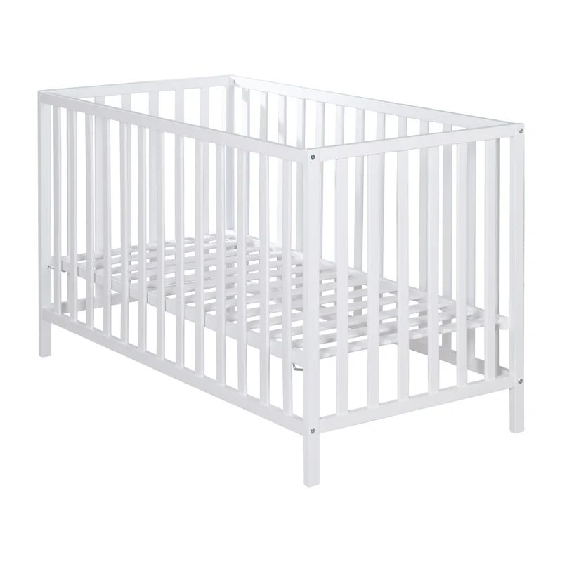 Kinderbett "Cosi" – 60 x 120 cm, weiß lackiert (Buche massiv), höhenverstellbar