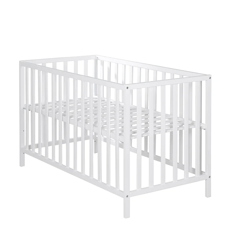Kinderbett "Cosi" – 60 x 120 cm, weiß lackiert (Buche massiv), höhenverstellbar