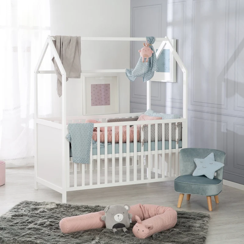 Hausbett – 70 x 140 cm, weiß, verstell-/umbaubar (FSC zertifiziert)