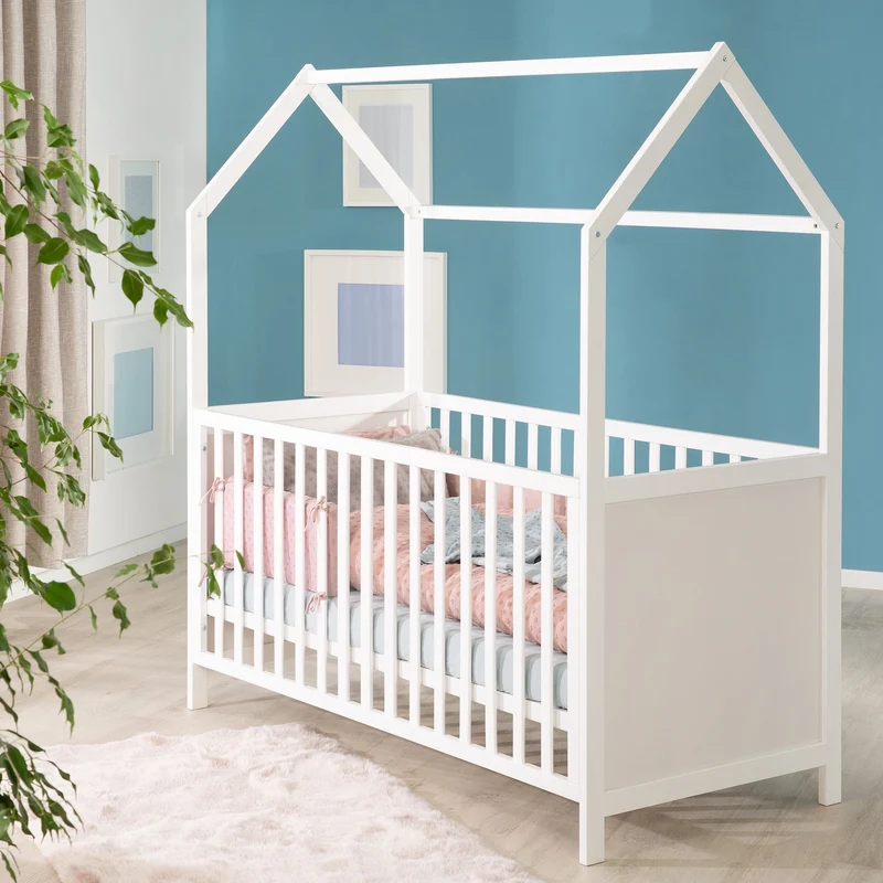 Hausbett – 70 x 140 cm, weiß, verstell-/umbaubar (FSC zertifiziert)