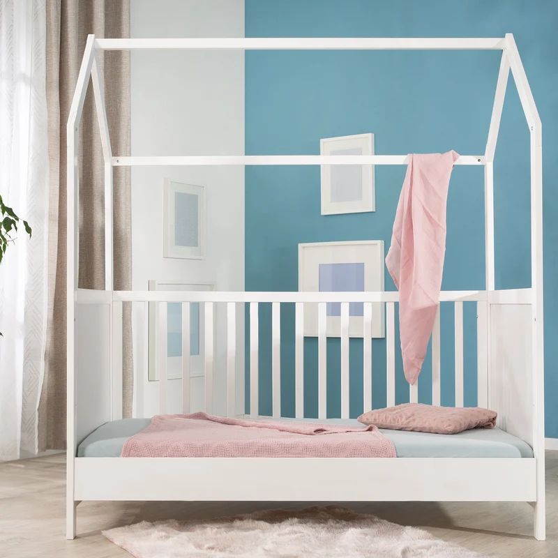 Hausbett – 70 x 140 cm, weiß, verstell-/umbaubar (FSC zertifiziert)