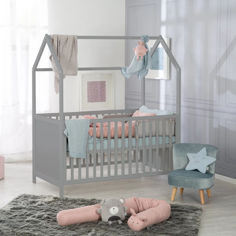 Hausbett – 70 x 140 cm, taupe, verstell-/umbaubar (FSC zertifiziert)