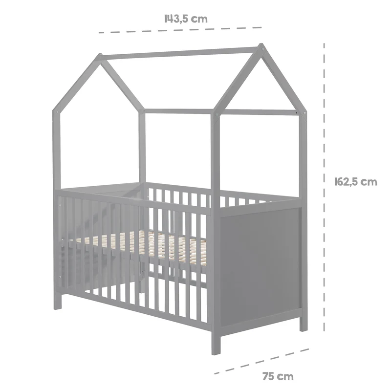 Hausbett – 70 x 140 cm, taupe, verstell-/umbaubar (FSC zertifiziert)