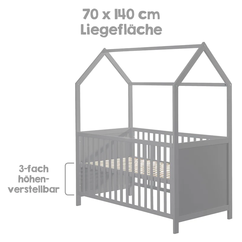 Hausbett – 70 x 140 cm, taupe, verstell-/umbaubar (FSC zertifiziert)