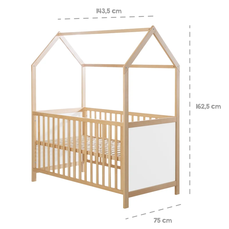 Hausbett – 70 x 140 cm, natur, verstell-/umbaubar (FSC zertifiziert)