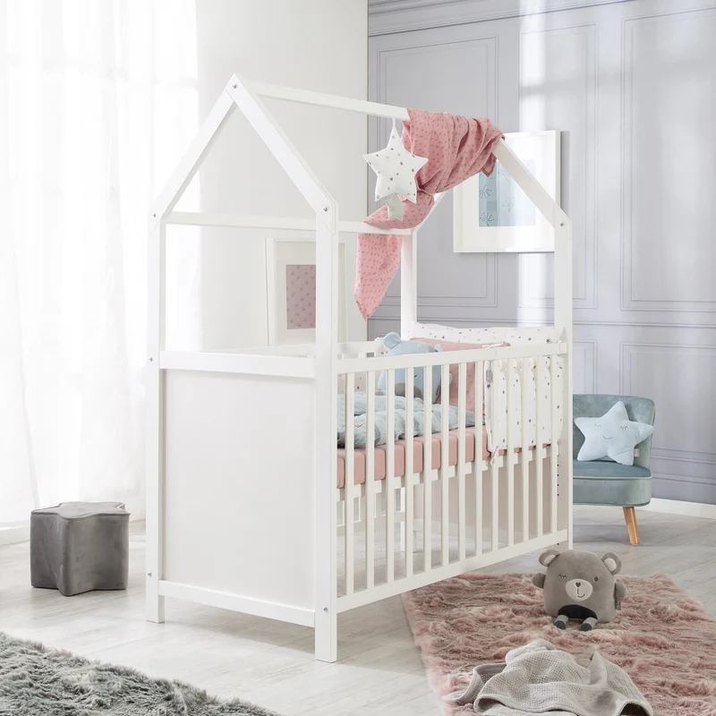 Hausbett – 60 x 120 cm, weiß, verstell-/umbaubar (FSC zertifiziert)