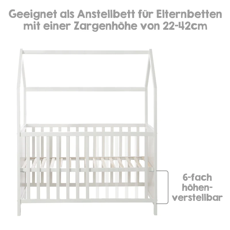 Hausbett – 60 x 120 cm, weiß, verstell-/umbaubar (FSC zertifiziert)