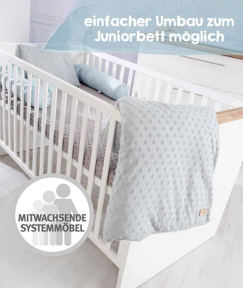 Kombi-Kinderbett "Nele" – 70 x 140 cm Liegefläche, Dekor: Artisan Eiche