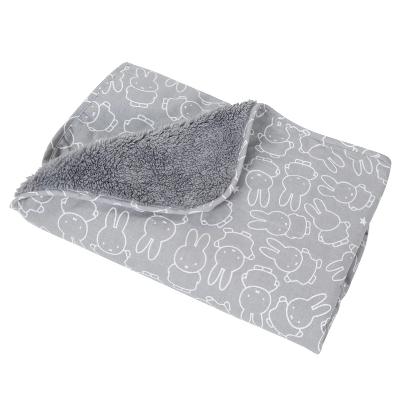 Babydecke "miffy®" – 2 seitig: 1x super weich, warm & flauschig, 1x Baumwolle