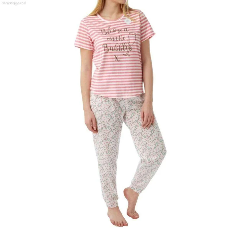 Damen-Pyjama, kurzärmelig, Loungewear