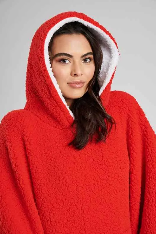 Oversize-Hoodie für Damen, superweicher, warmer Fleece-Poncho, Einheitsgröße