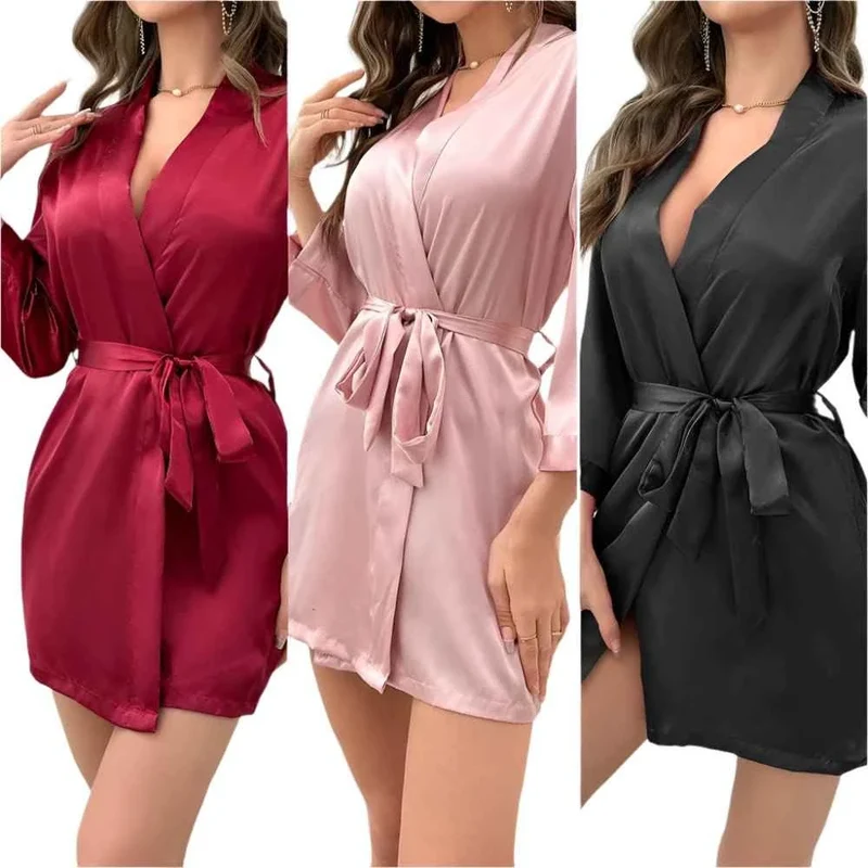 Satin-Kimono-Bademantel für Damen – Weiche Nachtwäsche & Bademantel