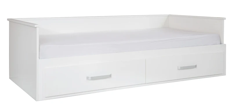 Tagesbett "Moritz" – zum Doppelbett ausziehbare, weiß, 2 Schubladen, Gästebett im Kinderzimmer