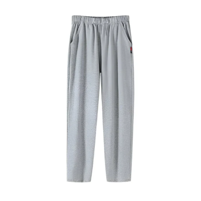 Herren-Baumwollpyjamahose mit Taschen und elastischem Bund in Größe L