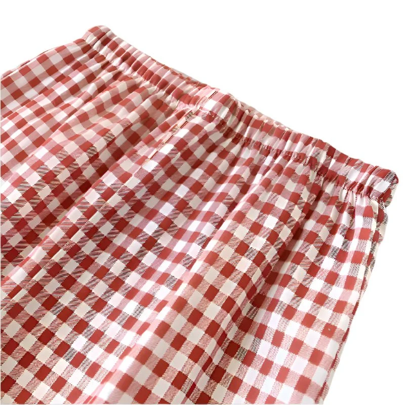 Japanischer karierter Baumwollpyjama für Paare – idealer Komfort für Frühling/Sommer