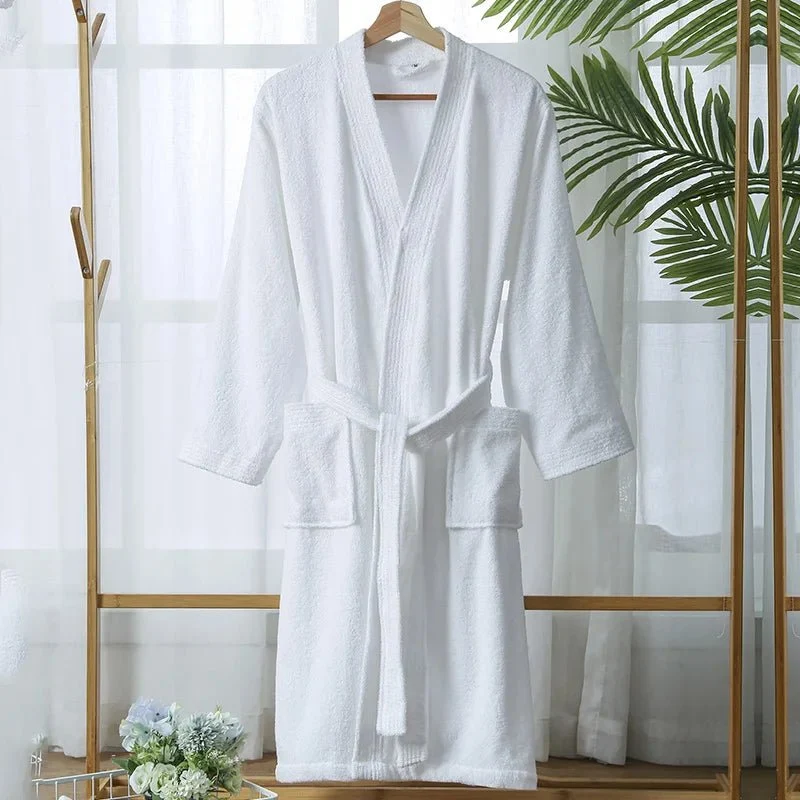 Langer Frottee-Bademantel für Herren, Kimono-Bademantel für Damen, Morgenmantel