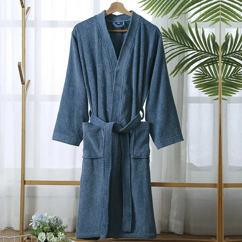 Langer Frottee-Bademantel für Herren, Kimono-Bademantel für Damen, Morgenmantel