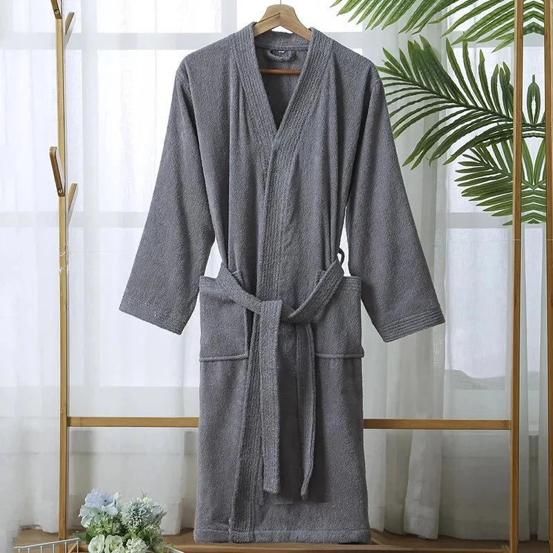 Langer Frottee-Bademantel für Herren, Kimono-Bademantel für Damen, Morgenmantel
