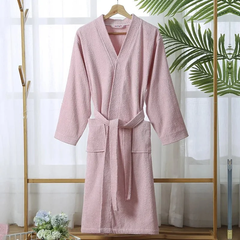 Langer Frottee-Bademantel für Herren, Kimono-Bademantel für Damen, Morgenmantel