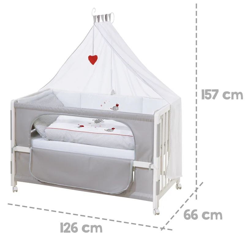 Room Bed "Adam & Eule" – 60 x 120 cm, Beistellbett zum Elternbett, komplette Ausstattung