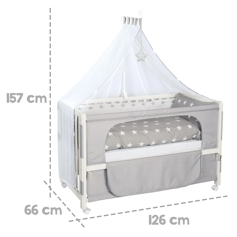 Room Bed "Little Stars" – 60 x 120 cm, Beistellbett zum Elternbett mit kompletter Ausstattung