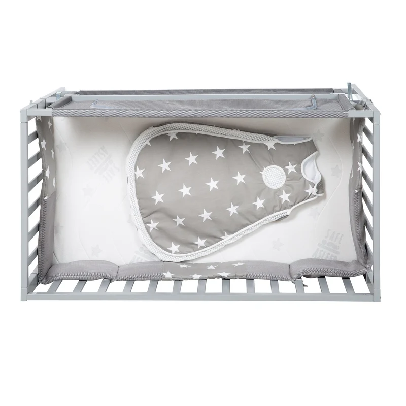 Room Bed "safe asleep®" – 60 x 120 cm, "Little Stars", Beistellbett inkl. Zubehör, taupe, lackiert