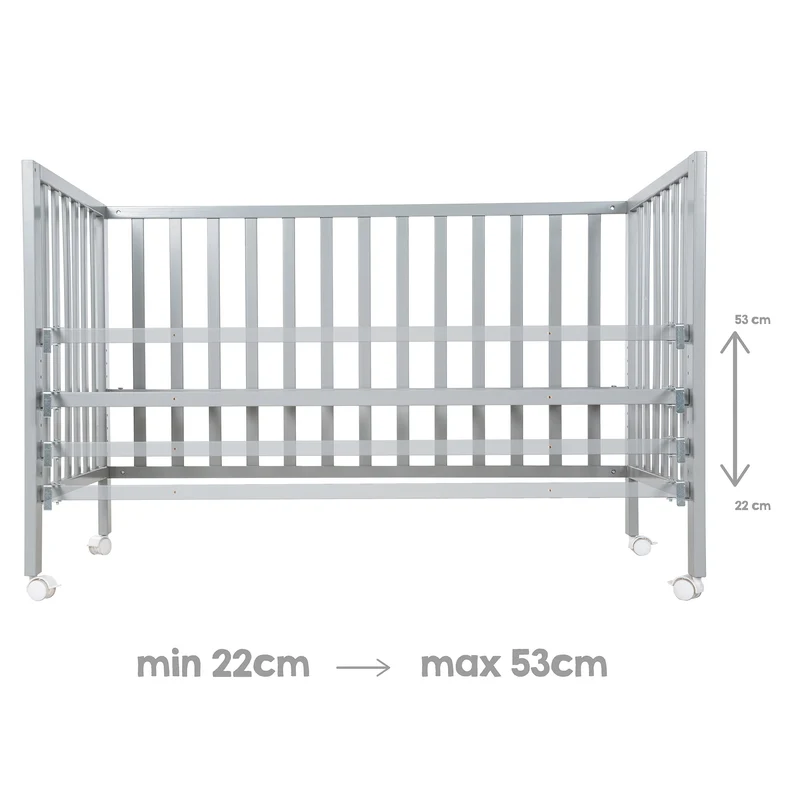 Room Bed "safe asleep®" – 60 x 120 cm, "Little Stars", Beistellbett inkl. Zubehör, taupe, lackiert