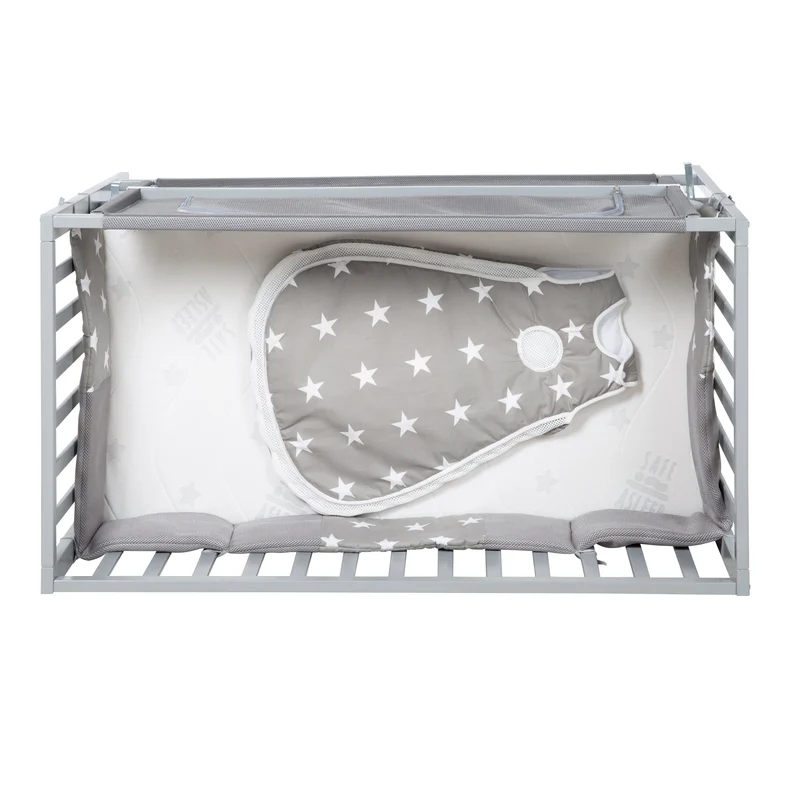 Room Bed "safe asleep®" – 60 x 120 cm, "Little Stars", Beistellbett inkl. Zubehör, taupe, lackiert