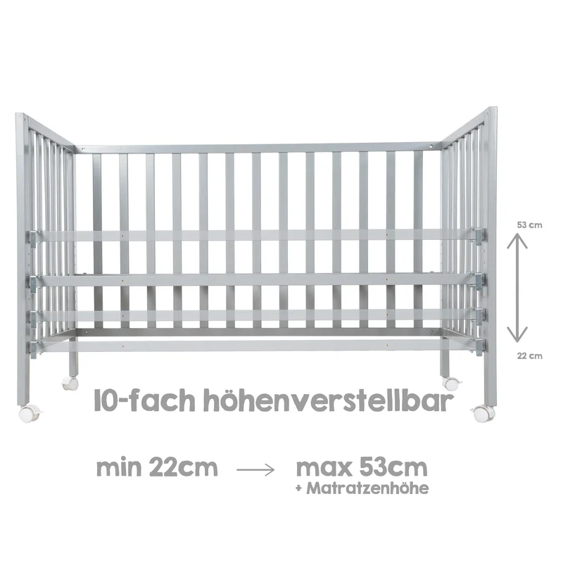Room Bed "safe asleep®" – 60 x 120 cm, "Little Stars", Beistellbett inkl. Zubehör, taupe, lackiert