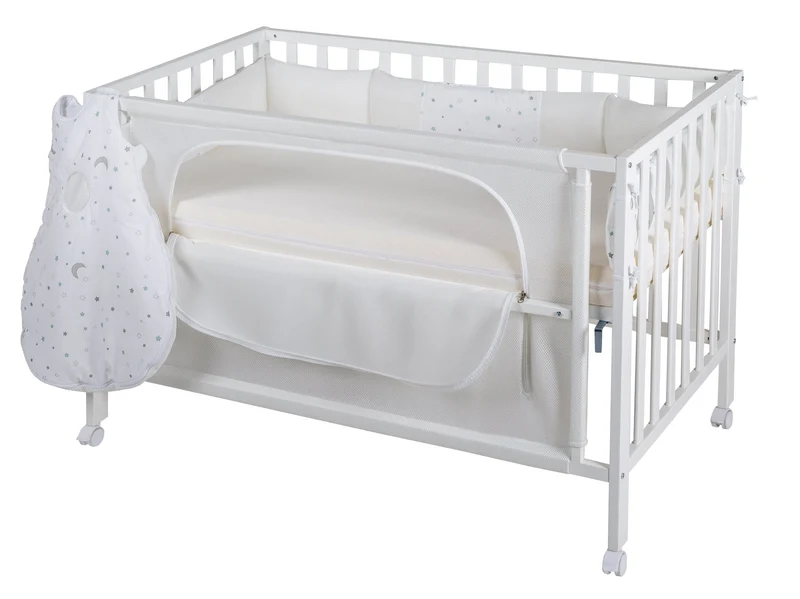 Room Bed "safe asleep®" – 60 x 120 cm, "Sternenzauber", Beistellbett inkl. Zubehör, weiß lackiert
