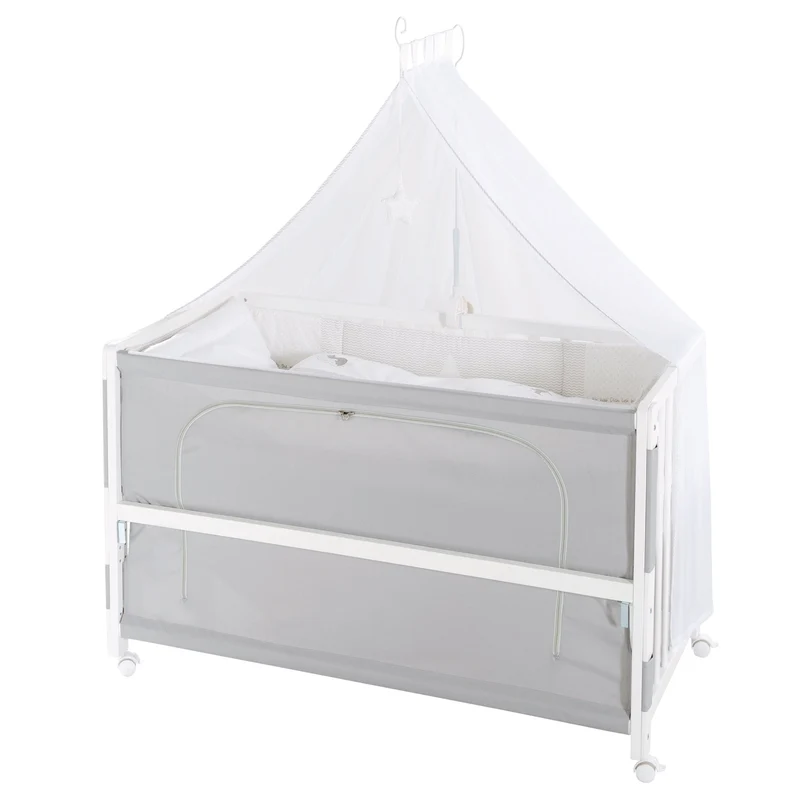 Room Bed "Fox & Bunny" – 60 x 120 cm, höhenverstellbar, Beistellbett zum Elternbett mit kompletter Ausstattung