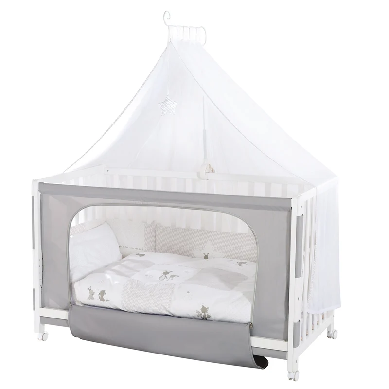 Room Bed "Fox & Bunny" – 60 x 120 cm, höhenverstellbar, Beistellbett zum Elternbett mit kompletter Ausstattung