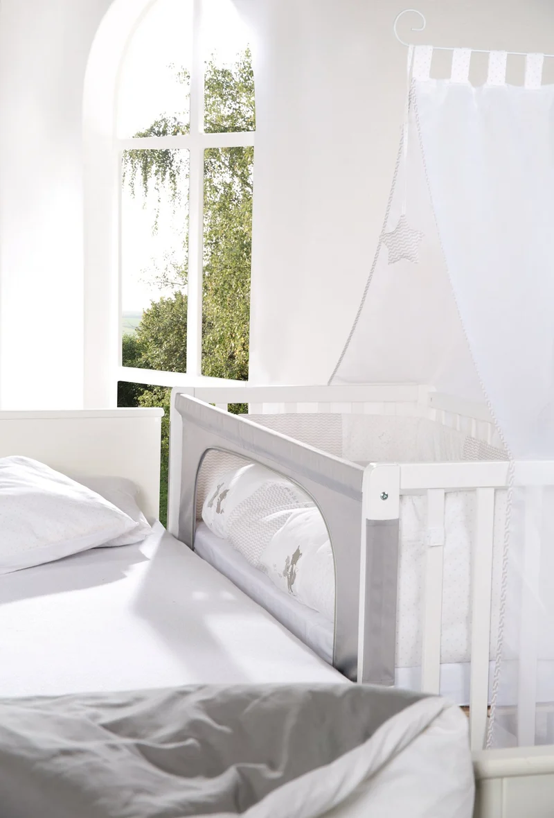 Room Bed "Fox & Bunny" – 60 x 120 cm, höhenverstellbar, Beistellbett zum Elternbett mit kompletter Ausstattung