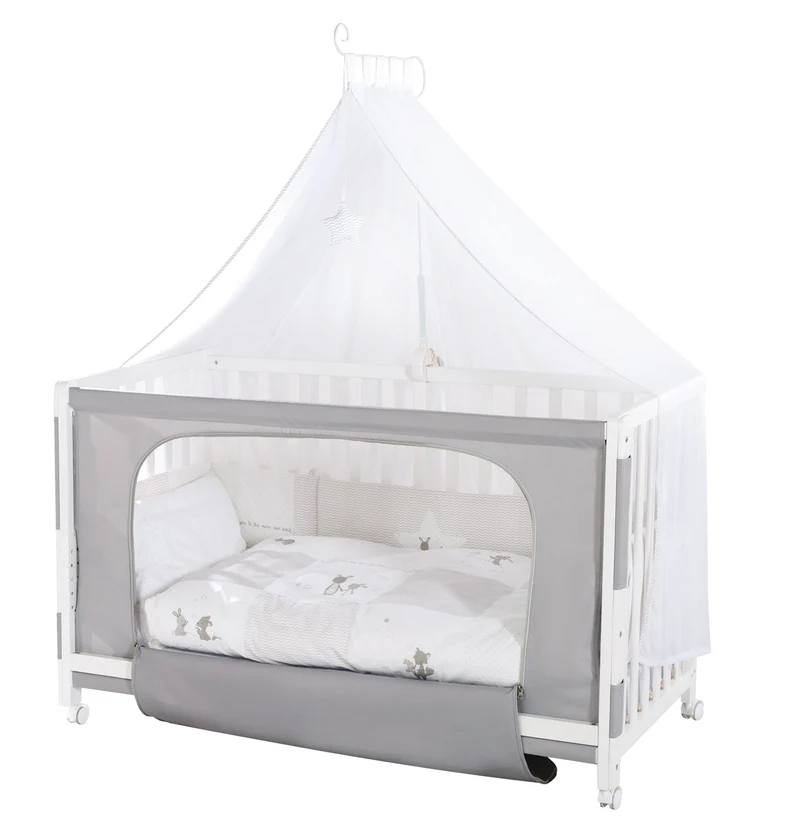 Room Bed "Fox & Bunny" – 60 x 120 cm, höhenverstellbar, Beistellbett zum Elternbett mit kompletter Ausstattung