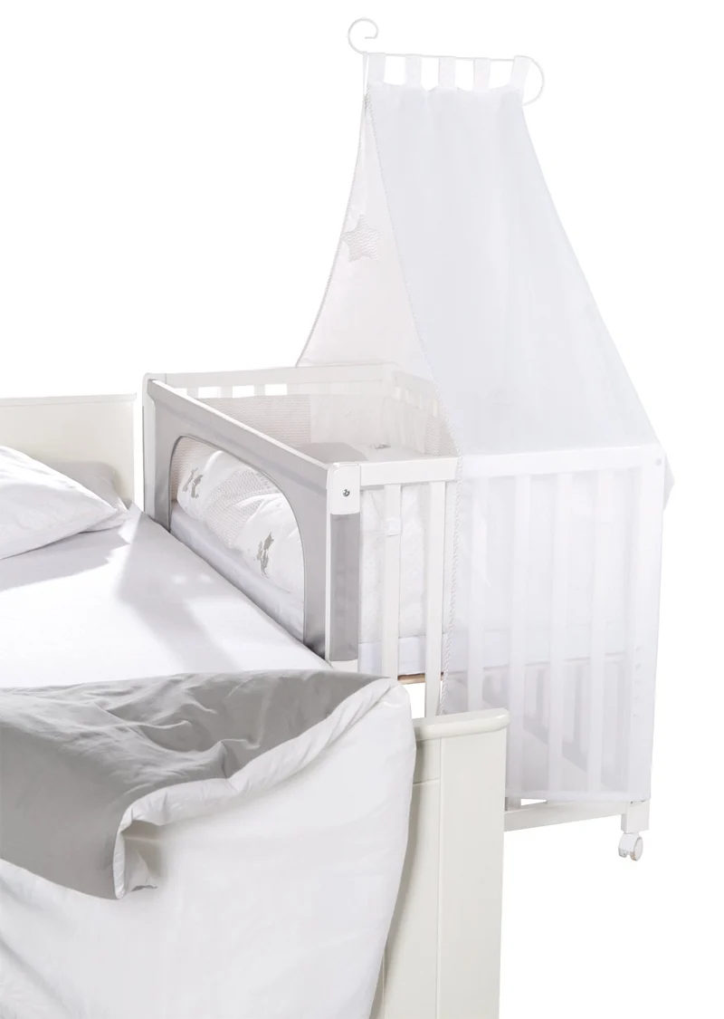 Room Bed "Fox & Bunny" – 60 x 120 cm, höhenverstellbar, Beistellbett zum Elternbett mit kompletter Ausstattung