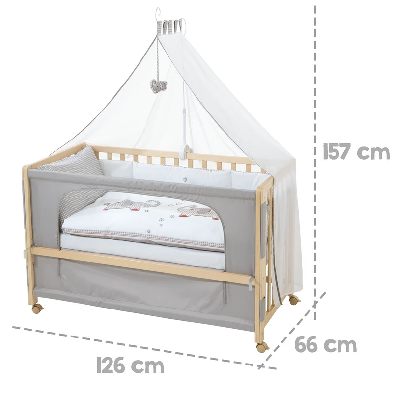Room Bed "Jumbotwins" – 60 x 120 cm, Beistellbett zum Elternbett mit kompletter Ausstattung