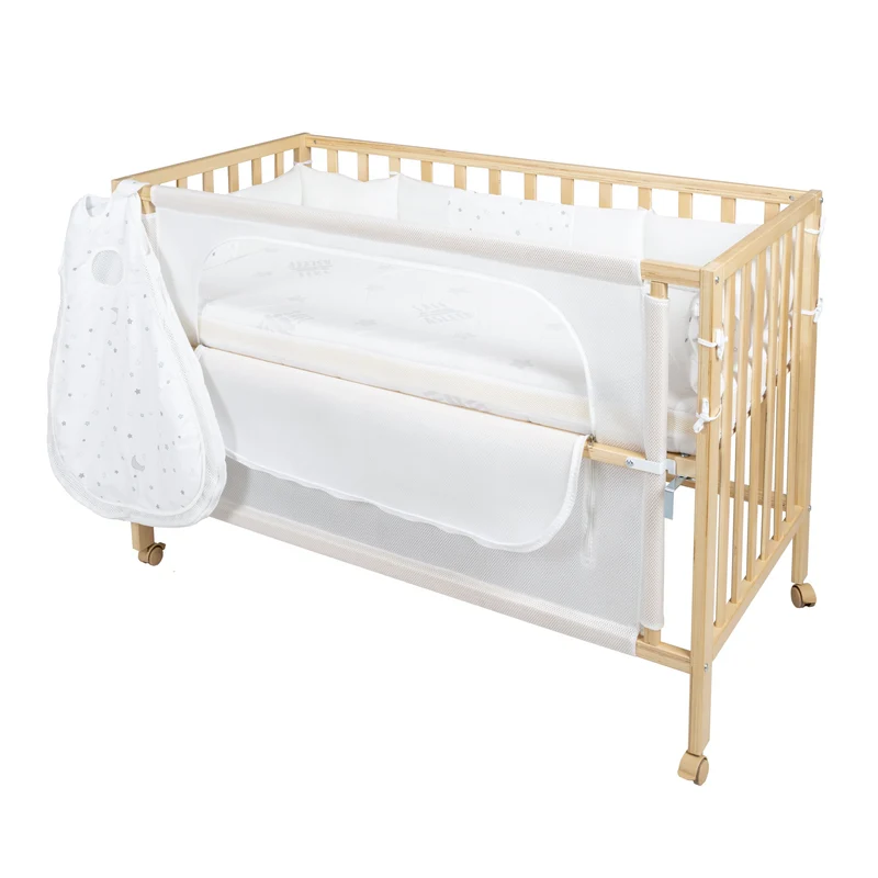 Room Bed "safe asleep®" – 60 x 120 cm "Sternenzauber", Beistellbett inkl. Ausstattung, natur