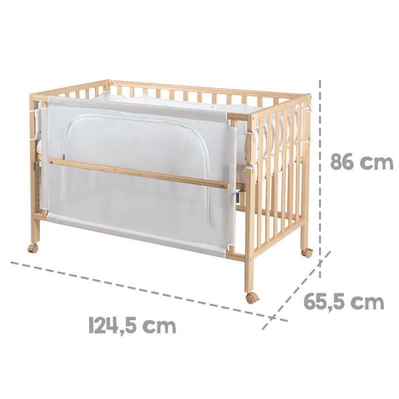 Room Bed "safe asleep®" – 60 x 120 cm "Sternenzauber", Beistellbett inkl. Ausstattung, natur