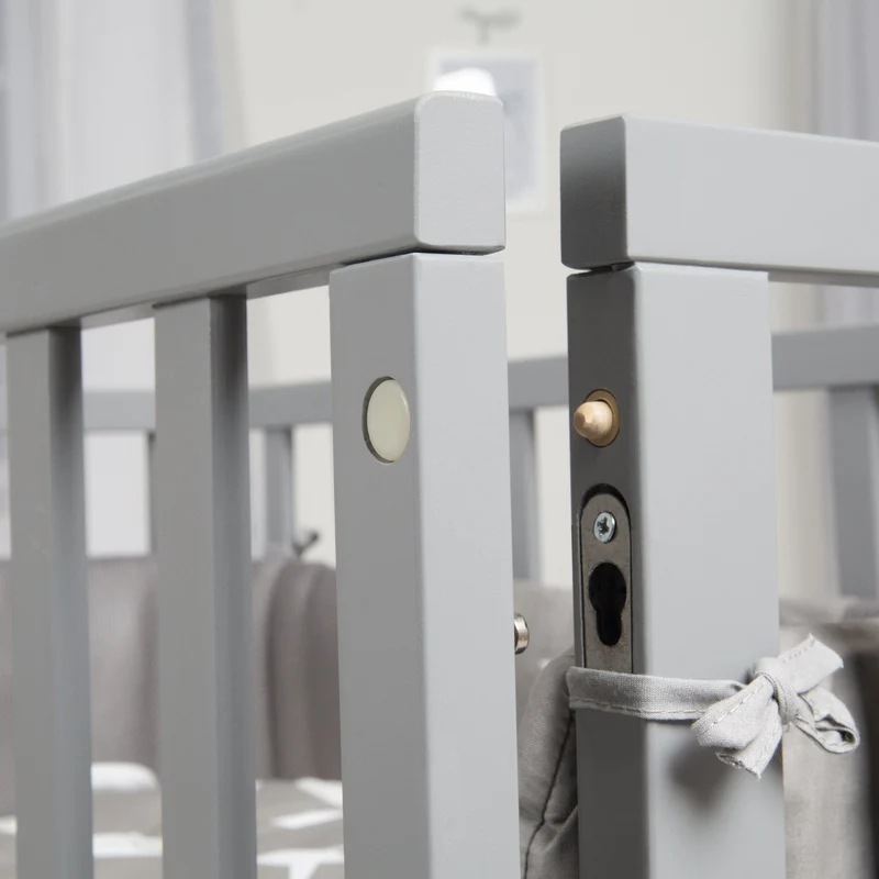 Stubenbett "safe asleep®" – 3 in 1, "Little Stars", Beistellbett grau, Babybett & Bank, mit Zubehör