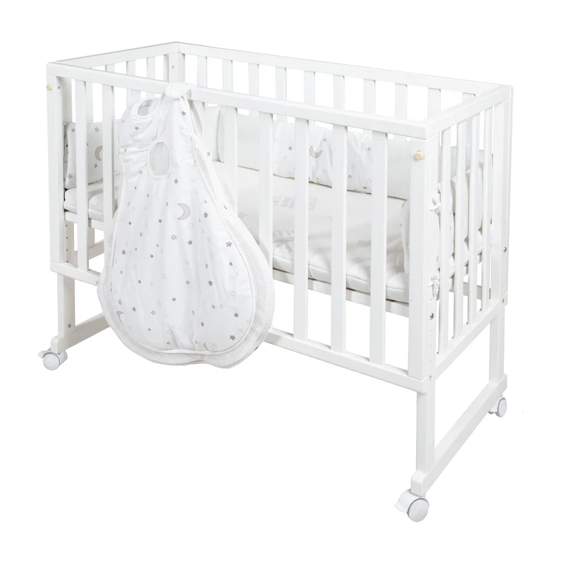 Stubenbett "safe asleep®" – 3 in 1, "Sternenzauber", Beistellbett weiß, Babybett & Bank, inkl. Zubehör